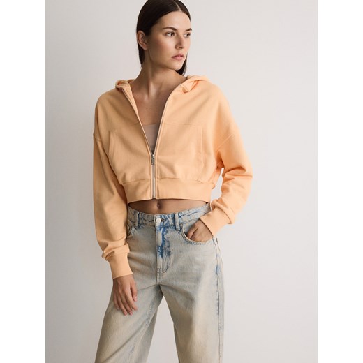 Reserved - Rozpinana bluza z kapturem - jasnopomarańczowy ze sklepu Reserved w kategorii Bluzy damskie - zdjęcie 173606667