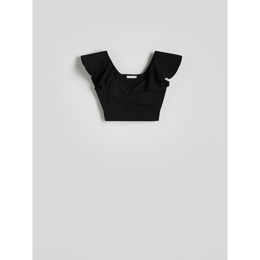 Reserved - Bluzka z falbankami - czarny Reserved M Reserved
