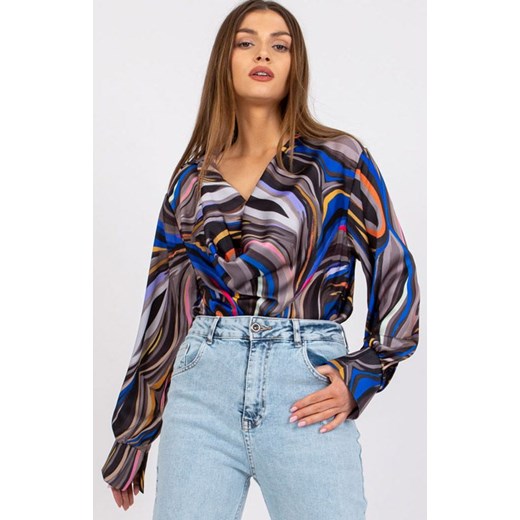 Elegancka bluzka damska szaro-czarna DHJ-BZ-15201.30, Kolor szaro-czarny, Rozmiar uniwersalny, ITALY MODA ze sklepu Primodo w kategorii Bluzki damskie - zdjęcie 173613835