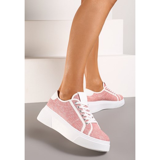 Czerwone Sznurowane Sneakersy na Grubej Podeszwie z Cholewką pod Kostkę Dabia ze sklepu renee.pl w kategorii Buty sportowe damskie - zdjęcie 173615016