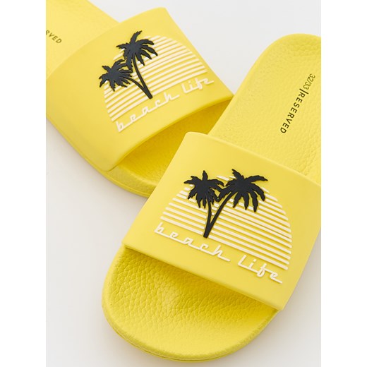 Reserved - Klapki w palmy - żółty Reserved 36-37 Reserved