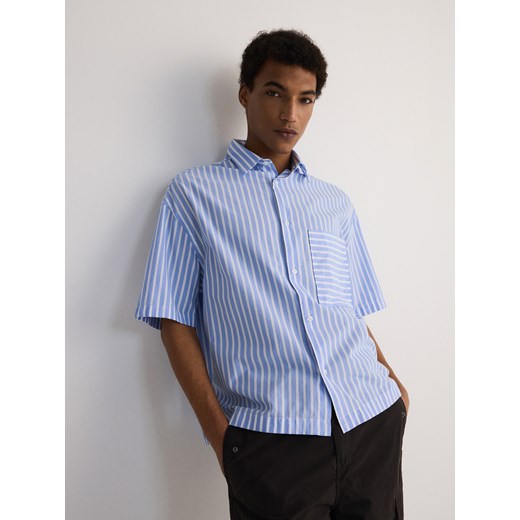 Reserved - Koszula boxy w paski - niebieski ze sklepu Reserved w kategorii Koszule męskie - zdjęcie 173615659