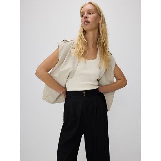 Reserved - Spodnie z wiskozą - czarny Reserved L Reserved