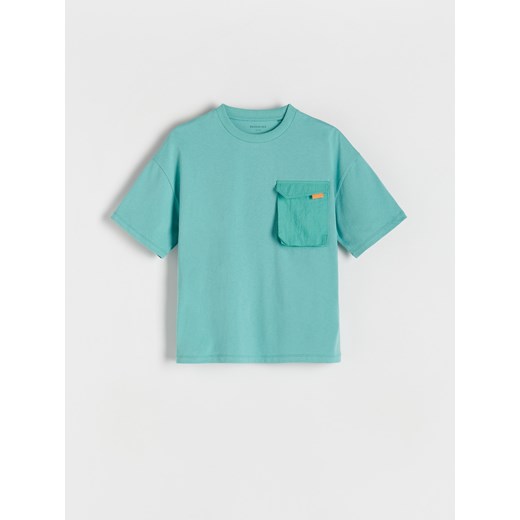 Reserved - Bawełniany t-shirt oversize - turkusowy ze sklepu Reserved w kategorii T-shirty chłopięce - zdjęcie 173617068