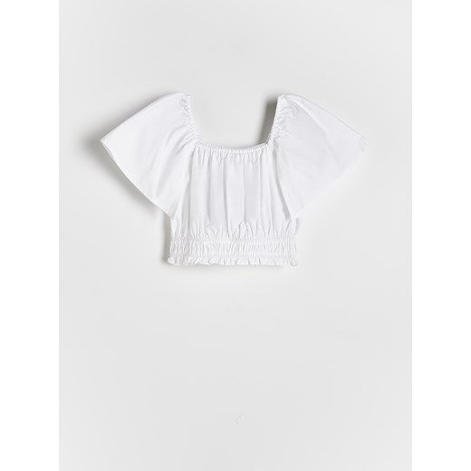 Reserved - Gładka bluzka z bufkami - biały ze sklepu Reserved w kategorii Bluzki dziewczęce - zdjęcie 173617188
