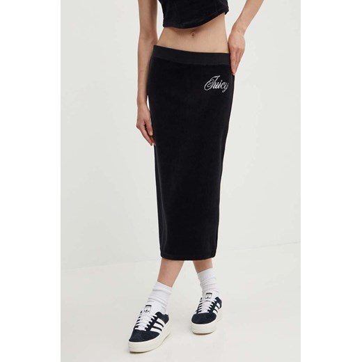 Juicy Couture spódnica welurowa CVC ROSE kolor czarny midi ołówkowa JCWGS24346 ze sklepu ANSWEAR.com w kategorii Spódnice - zdjęcie 173620719