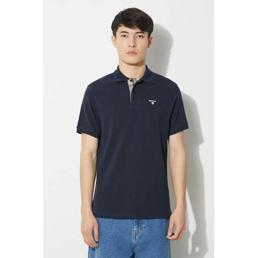 Barbour polo bawełniane Tartan Pique Polo kolor granatowy z aplikacją MML0012 Barbour M ANSWEAR.com