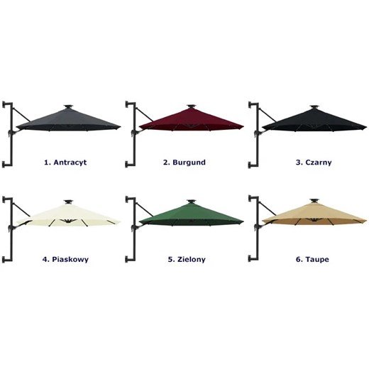 Burgundowy parasol ścienny z LED - Shade Elior One Size Edinos.pl
