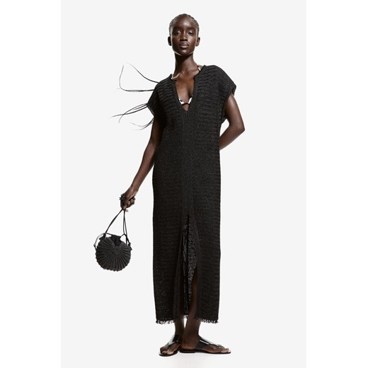 H & M - Tunikowa sukienka o wyglądzie rafii - Czarny ze sklepu H&M w kategorii Sukienki - zdjęcie 173624789
