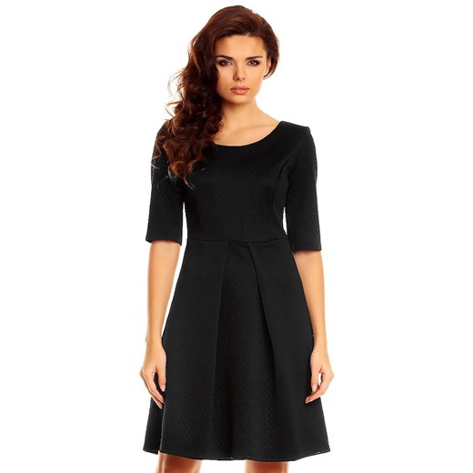 Sukienka pikowana z plisami H22 czarna kupbuty-com  mat
