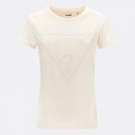 Damski t-shirt z nadrukiem GUESS ADELE SS CN TEE ze sklepu Sportstylestory.com w kategorii Bluzki damskie - zdjęcie 173628567