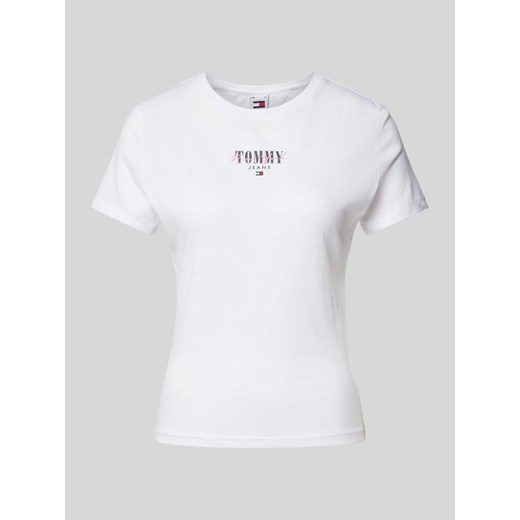 T-shirt o kroju slim fit z nadrukiem z logo ze sklepu Peek&Cloppenburg  w kategorii Bluzki damskie - zdjęcie 173629177