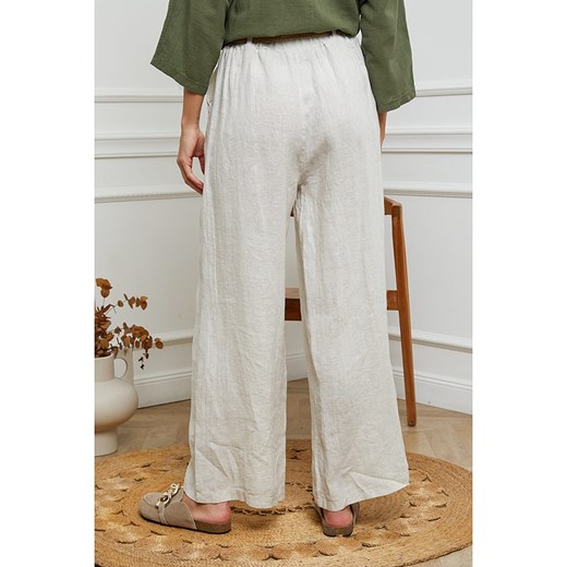 Fleur de Lin Lniane spodnie w kolorze kremowym Fleur De Lin M okazja Limango Polska
