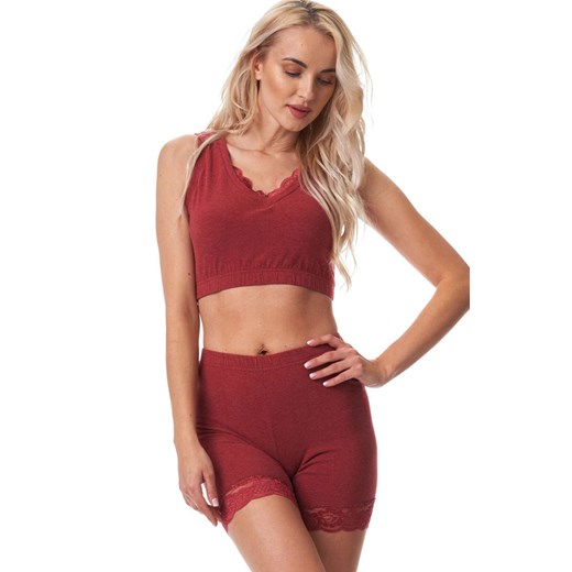 Key bordowe szorty damskie z koronką Hot Touch LXU 729 1 BO, Kolor bordowy, Rozmiar S, Key ze sklepu Intymna w kategorii Majtki damskie - zdjęcie 173631736