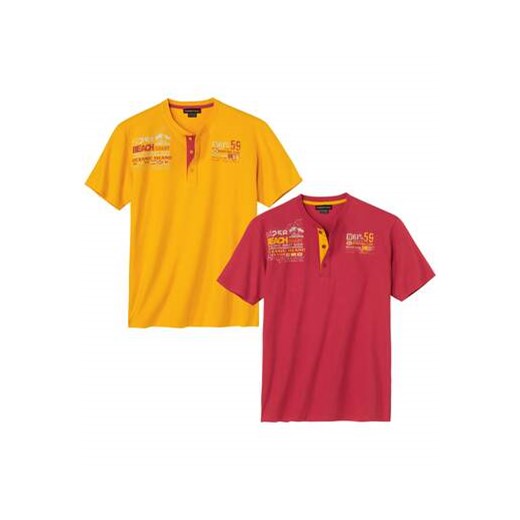 Zestaw 2 koszulek z dekoltem z guzikami Beach Club ze sklepu Atlas For Men w kategorii T-shirty męskie - zdjęcie 173633579