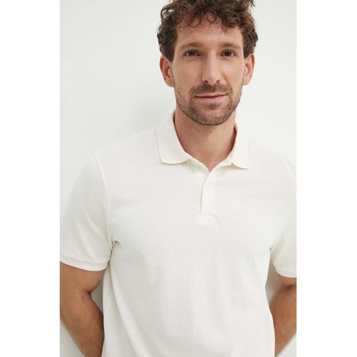 Marc O&apos;Polo polo bawełniane kolor beżowy gładki 426214453244 ze sklepu ANSWEAR.com w kategorii T-shirty męskie - zdjęcie 173633875