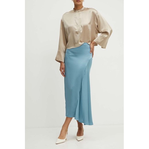Weekend Max Mara spódnica kolor niebieski maxi rozkloszowana 2425106041600 ze sklepu ANSWEAR.com w kategorii Spódnice - zdjęcie 173638009