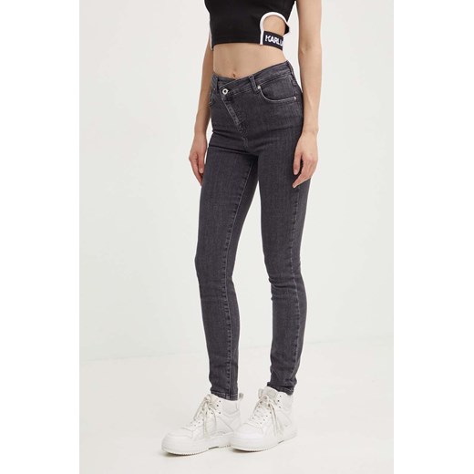 Karl Lagerfeld Jeans jeansy damskie kolor szary 245J1102 ze sklepu ANSWEAR.com w kategorii Jeansy damskie - zdjęcie 173638025