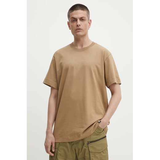G-Star Raw t-shirt bawełniany kolor beżowy gładki ze sklepu ANSWEAR.com w kategorii T-shirty męskie - zdjęcie 173640767