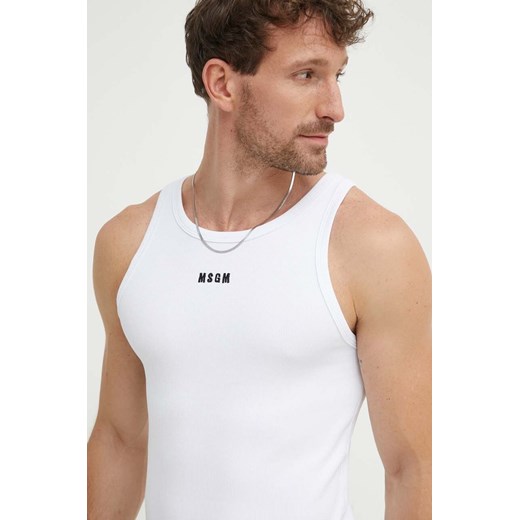 MSGM t-shirt męski kolor biały 3740MM107.247794 ze sklepu ANSWEAR.com w kategorii T-shirty męskie - zdjęcie 173640798