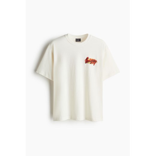 H & M - T-shirt z nadrukiem Loose Fit - Biały H & M XXL H&M