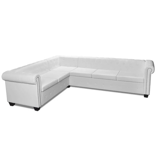 6-osobowy biały narożnik w stylu Chesterfield - Xavier 6Q ze sklepu Edinos.pl w kategorii Narożniki - zdjęcie 173643158