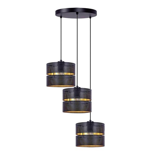 Potrójna lampa wisząca z czarno-złotymi abażurami M2-G28 ze sklepu Edinos.pl w kategorii Lampy wiszące - zdjęcie 173643459