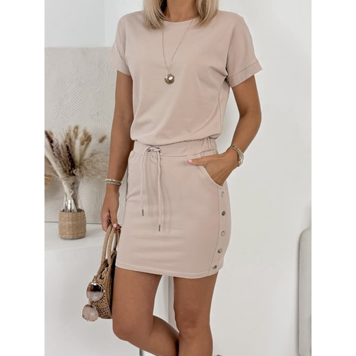 Sukienka casual z krótkimi rękawami mini z okrągłym dekoltem