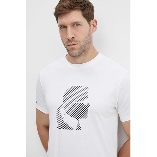 Karl Lagerfeld t-shirt bawełniany męski kolor biały z nadrukiem 542224.755052 ze sklepu ANSWEAR.com w kategorii T-shirty męskie - zdjęcie 173646176