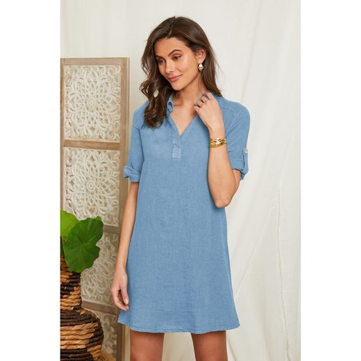 Lin Passion Lniana sukienka w kolorze błękitnym ze sklepu Limango Polska w kategorii Sukienki - zdjęcie 173648618