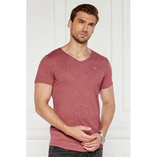 T-shirt męski Tommy Jeans czerwony z krótkimi rękawami