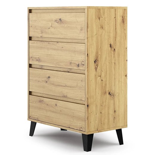 Komoda z 4 szufladami w stylu scandi dąb artisan - Bilgo 5X ze sklepu Edinos.pl w kategorii Komody - zdjęcie 173652508