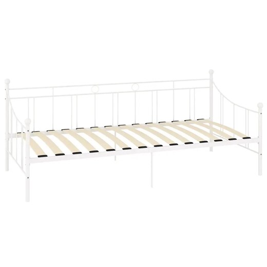 Metalowe białe łóżko jednoosobowe 90x200 cm - Heka ze sklepu Edinos.pl w kategorii Łóżka i materace - zdjęcie 173655875