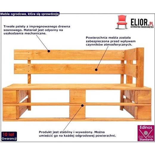 Brązowa ławka ogrodowa z palet - Bradley 3X Elior One Size Edinos.pl