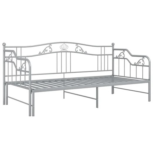 Szare rozkładane łóżko metalowe 90x200 cm - Idosa ze sklepu Edinos.pl w kategorii Łóżka i materace - zdjęcie 173656178