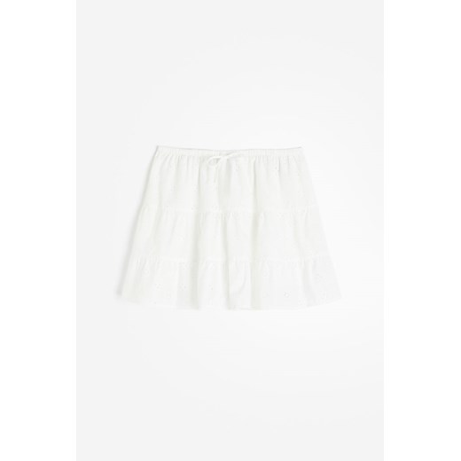 H & M - Falbaniasta spódnica z haftem angielskim - Biały H & M S H&M