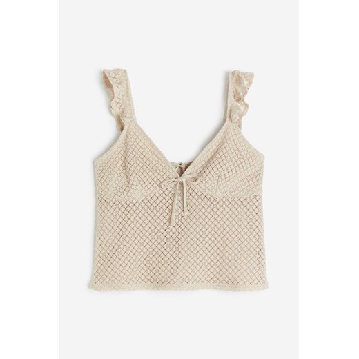 H & M - Dżersejowy top z wiązaniem - Beżowy H & M XS H&M