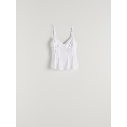 Reserved - Top z baskinką z bawełny - biały Reserved XS Reserved
