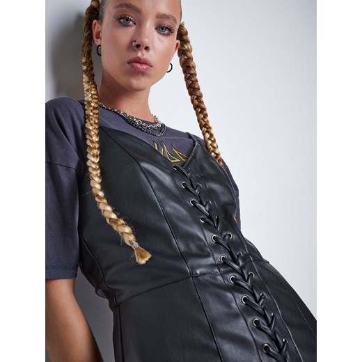 Cropp - Sukienka z imitacji skóry - czarny Cropp XS okazja Cropp