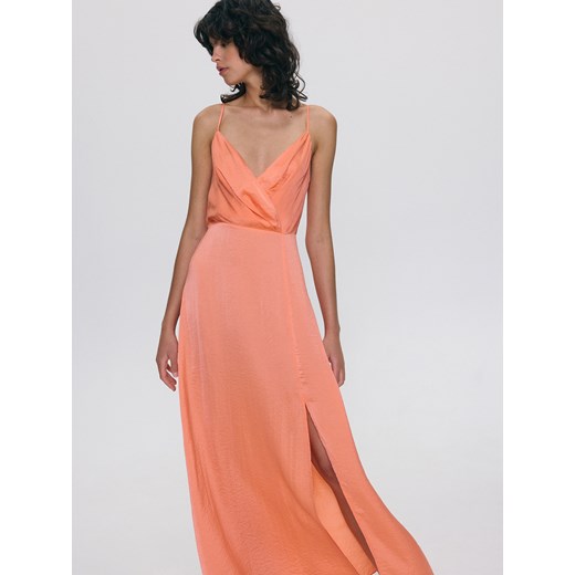 Reserved - Kopertowa sukienka maxi - koralowy Reserved S Reserved