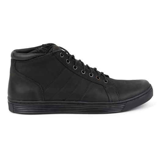 Buty męskie sznurowane skórzane  za kostkę 311KZ CZARNE ze sklepu butyolivier w kategorii Buty zimowe męskie - zdjęcie 173668569