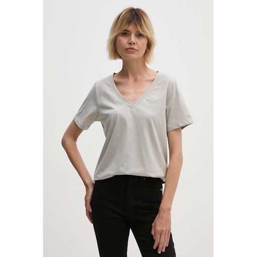 Calvin Klein t-shirt bawełniany damski kolor beżowy ze sklepu ANSWEAR.com w kategorii Bluzki damskie - zdjęcie 173668855