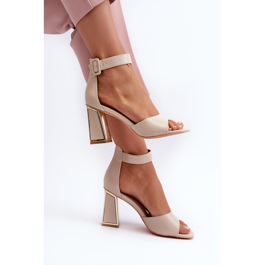 Sandały Damskie Eleganckie Obcas Słupek Beżowe Rosazara 24SD35-6815 37 ZAZOO