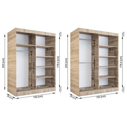 Antracytowa szafa przesuwna 150 cm - Lorenza 4X Elior One Size Edinos.pl