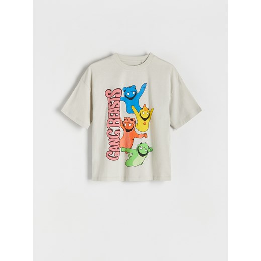 Reserved - T-shirt Gang Beast - jasnoszary ze sklepu Reserved w kategorii T-shirty chłopięce - zdjęcie 173676667