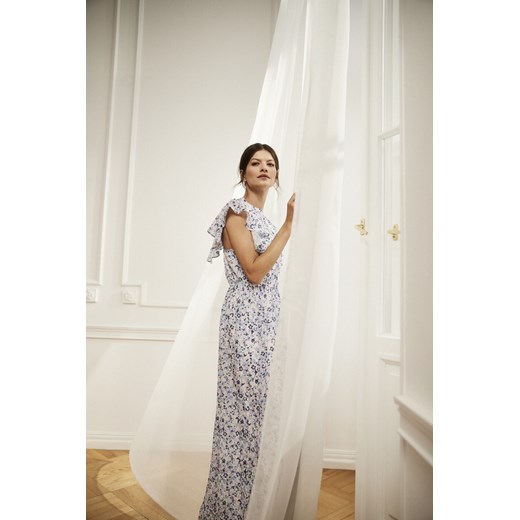 Sukienka maxi w kwiaty błękitna ze sklepu Moodo.pl w kategorii Sukienki - zdjęcie 173676778