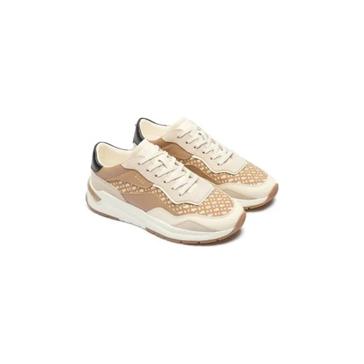 Buty sportowe damskie BOSS HUGO sneakersy beżowe sznurowane z tworzywa sztucznego