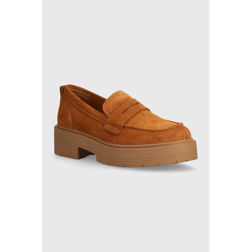 Geox mokasyny zamszowe D SPHERICA EC7 I damskie kolor brązowy na platformie D36VDI 00022 C6001 ze sklepu ANSWEAR.com w kategorii Mokasyny damskie - zdjęcie 173678926