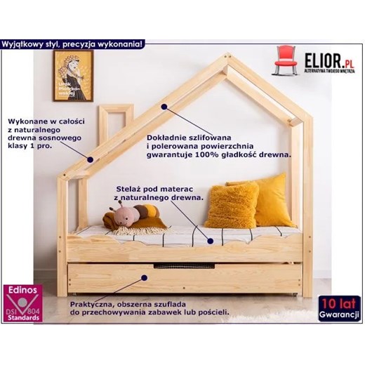 Drewniane łóżko dziecięce domek z szufladą Lumo 10X Elior One Size Edinos.pl