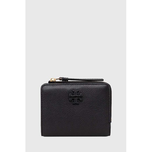 Tory Burch portfel skórzany McGraw Bi-Fold damski kolor czarny 158904.001 ze sklepu ANSWEAR.com w kategorii Portfele damskie - zdjęcie 173685927